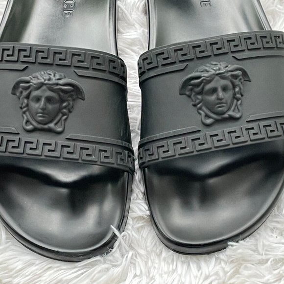 Authentic Versace Men Sandal MEDUSA Black Slide Made in Italy Size 7.5 US main image 6